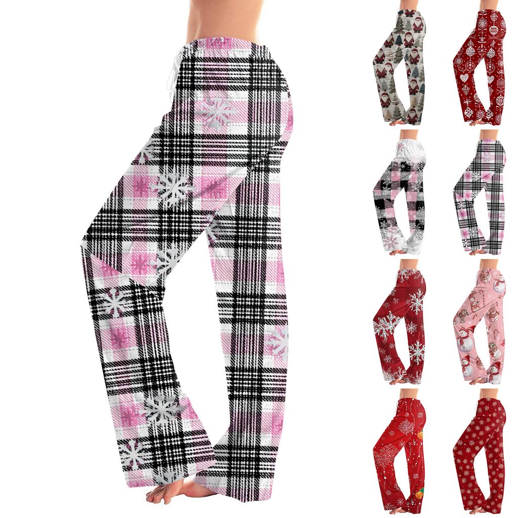 Women's Drawstring Christmas Printed Casual Pants