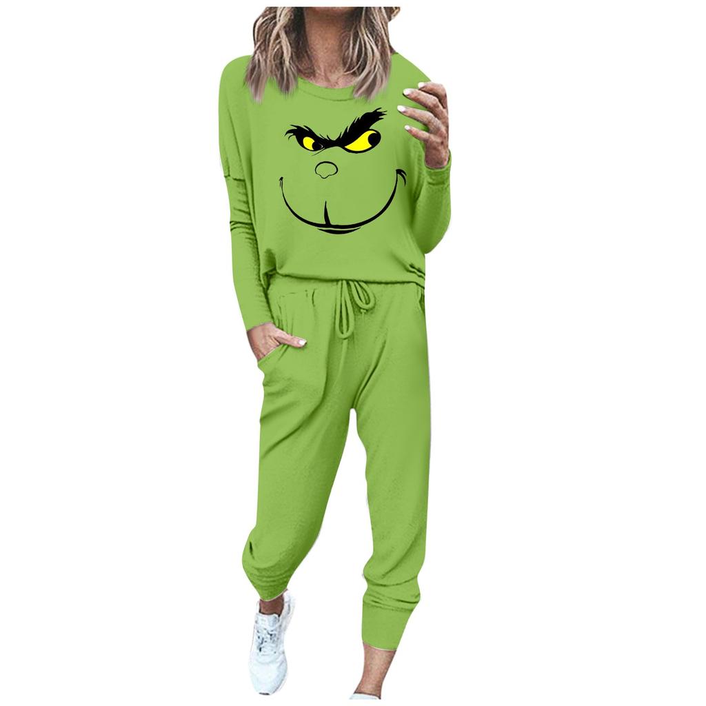 Sets für Damen, 2-teilig, Rundhals-Langarmhemd, Kordelzug, Jogginghose, Taschen-Sets