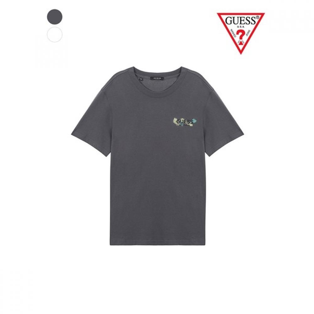 

GueSs GueSs Men Ss Crew 2n Tropical Backprint Kn2k04c4 DGY/M