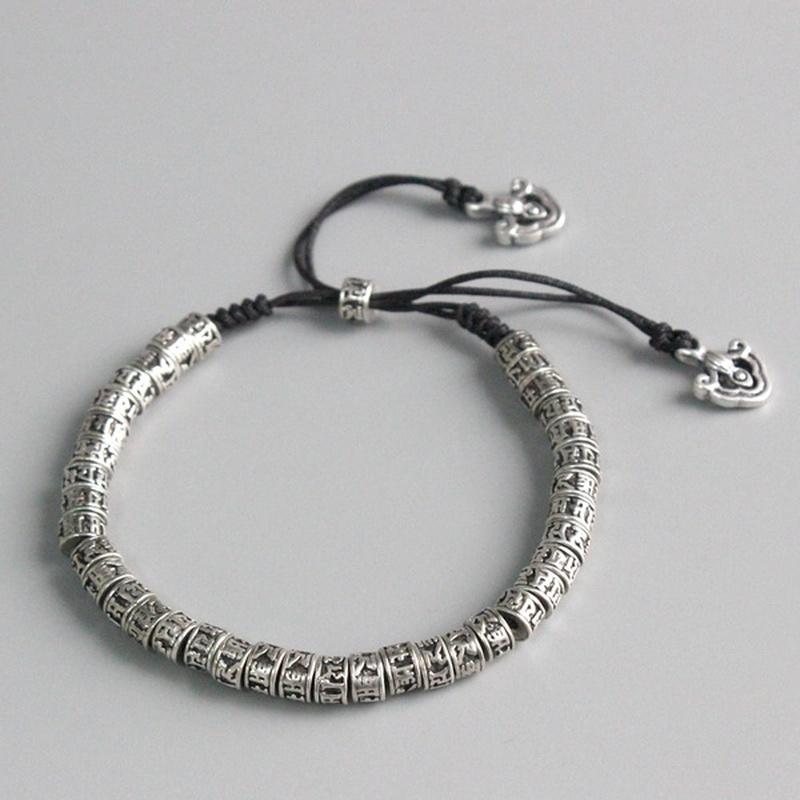 Eastisan Tradisjonell Tibetansk Buddhisme Messing Armbånd Menn Seks Ord Mantra Om Mani Padme Hum Antik metallamuletperler Armbånd