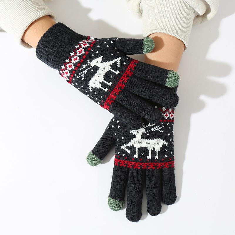 Updated gloves cute deer velvet thickened cold and warm riding