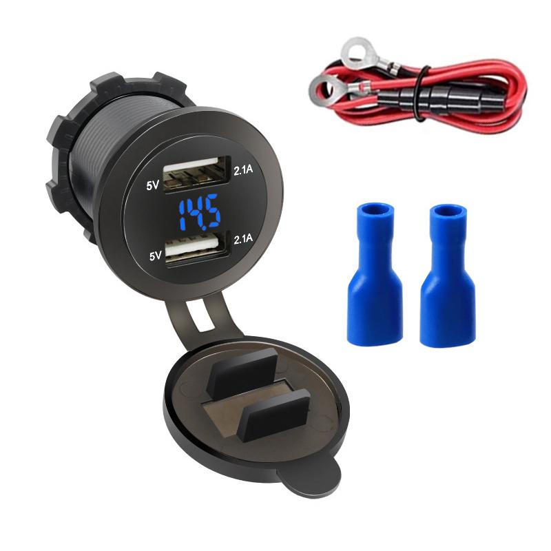 12V-24V Dual Usb4.2A Car Fast Charging Lighter Sleeve Car Fast Charger Jack Socket for Automobile Ship Aircraft Tanker Truck