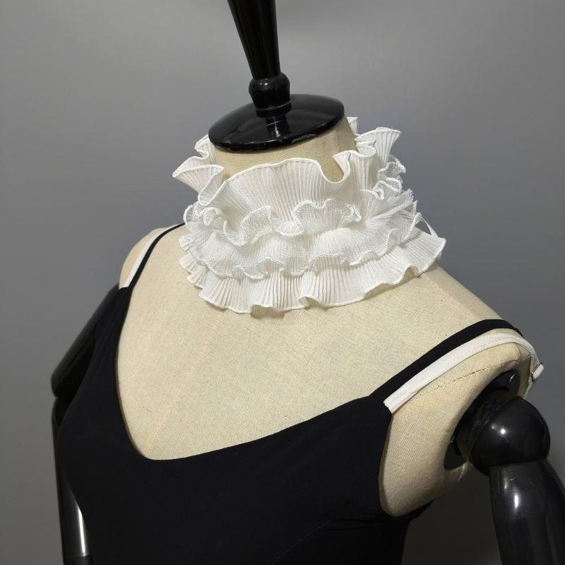 Vintage Ruffle Lace Collar Detachable Neck Ruff Collar Women Neckwear Blouse Skirt Decorative Neckwear for Theme Event