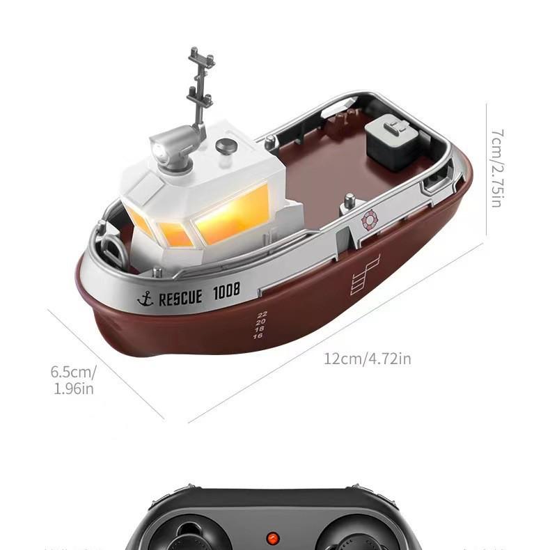 1:32 Mini High-Speed Rechargeable RC Remote Control Boat - Water-Ready Tugboat Toy Model