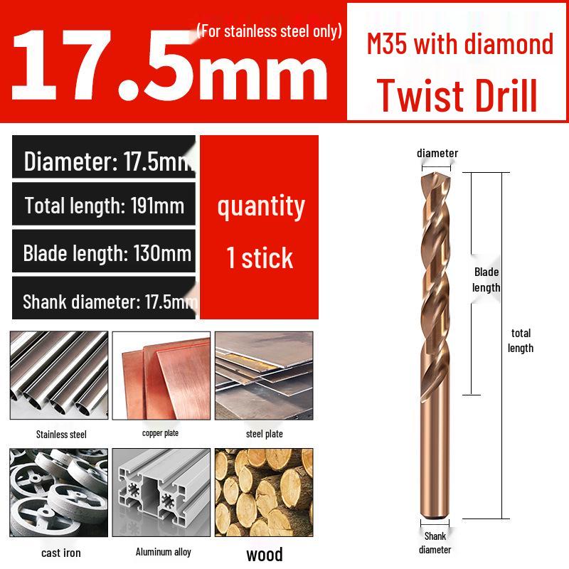 Set di punte da trapano HSS M35 al Cobalto per Legno, Metallo, Acciaio Inossidabile - Alta Durezza