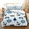 3D Print Blue Anchor Bedding Set Cartoon Anime Three-piece Set Adult Kid Bedroom Duvetcover Sets 3D Kawaii