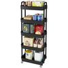 Multifunction Utility Rolling Cart 5-Tier Plastic Metal Storage Organizer Black Lockable Wheels Modern Style Indoor Use