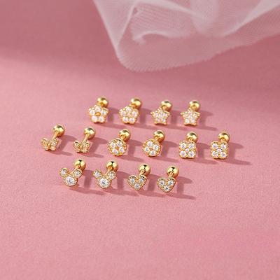 Innocent Love Flower Mickey Screw Earrings for Women Don't Need To Pick Cute Butterfly Earrings When Sleeping