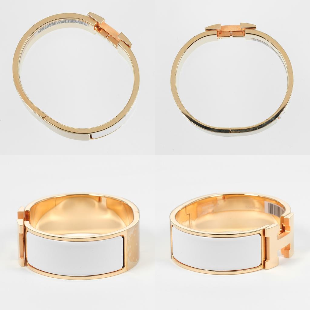 Hermes Brățară clic crac Brățară GM H Placată cu aur roz Aur/email 66g Femei Folosit