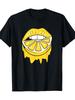 Fun Lip Lemon Print Tshirt Short Sleeved Round Neck Versatile Womens Tshirt Suitable for All Seasons
