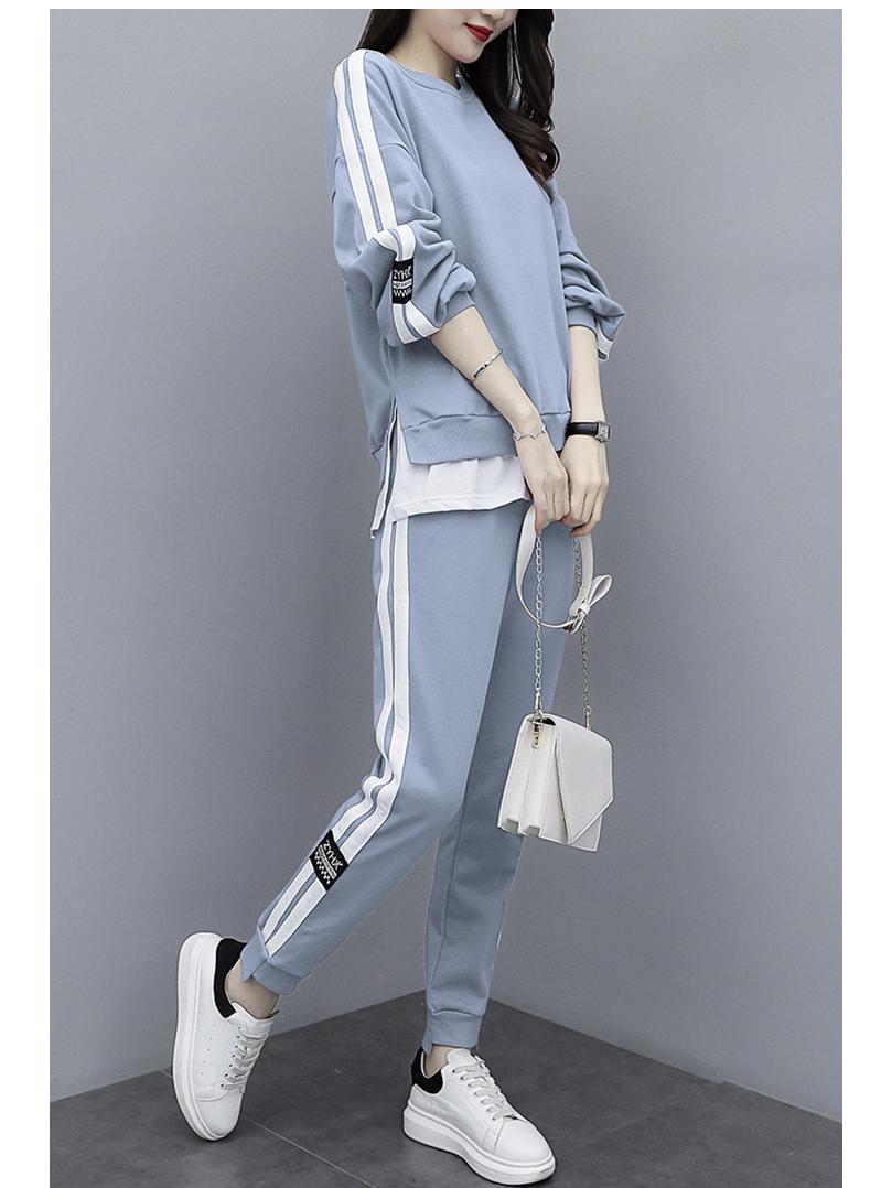 

Европейский женский осенний повседневный спортивный костюм: Модный худи оверсайз XL светло-синий