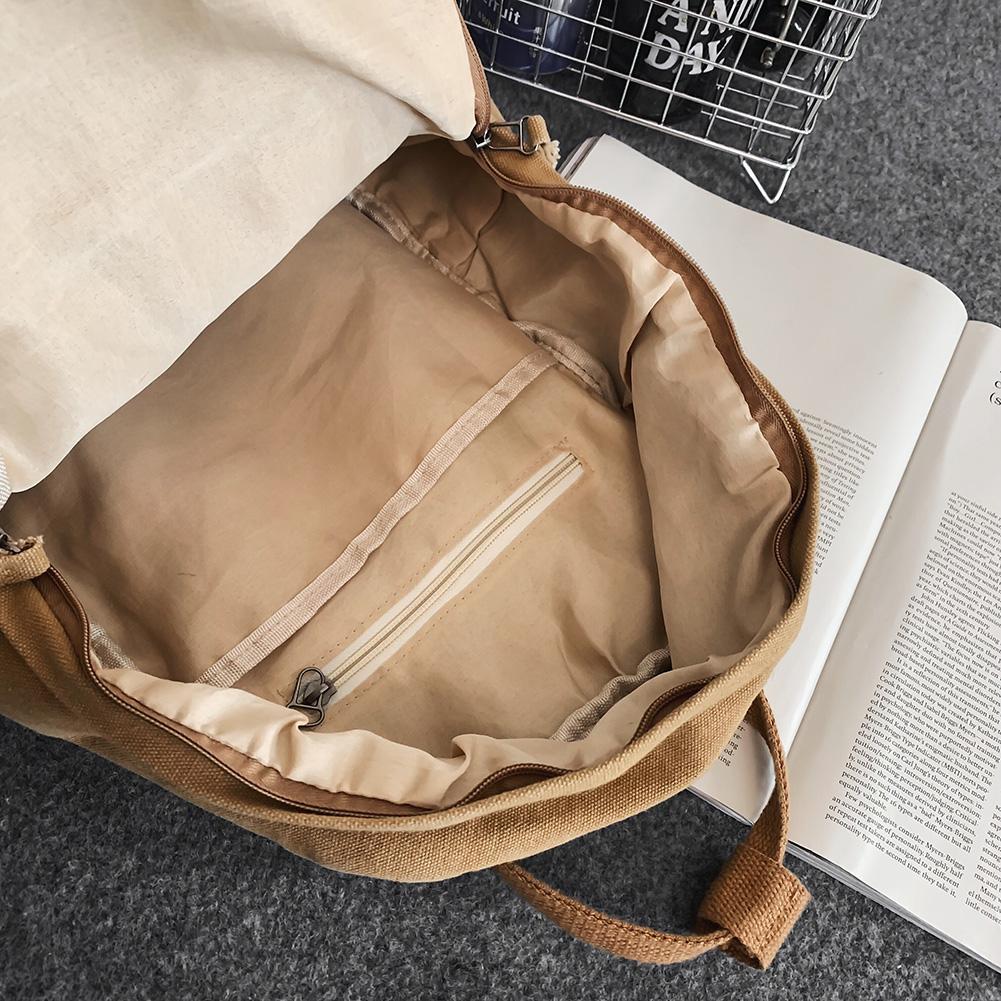 Casual Men Women Backpack Cotton Canvas Traveling Commuting Backpacks Large Capacity Solid Color Fashion Knapsack