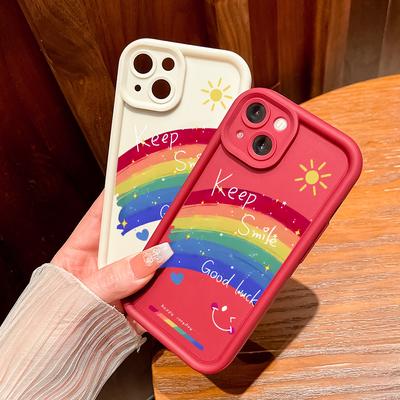Fashion Colorful Rainbow Smile Face Pattern Phone Case for iPhone Samsung Galaxy Xiaomi Redmi POCO HUAWEI Honor Shockproof Rubber Cover Casing