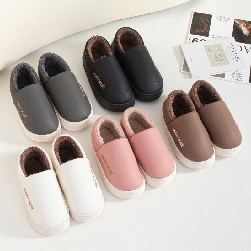 Indoor Couple Cotton Drag Men's Warm Winter Cotton Waterproof Outer Wear Slippers Home Non-slip Winter Velvet Men's Thick Bottom