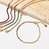 Luxury Exquisite Geometric Square Colored Zircon Stainless Steel Paperclip Chain Bracelets for Women Trend Jewelry Does Not Fade