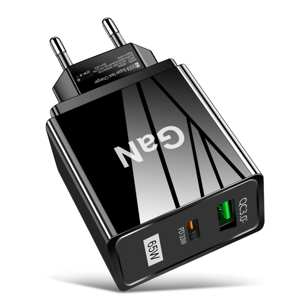 GaN 33W USB Fast Charger: QC 3.0 & PD, US/EU/UK Plug, Ideal for Mobile Phones