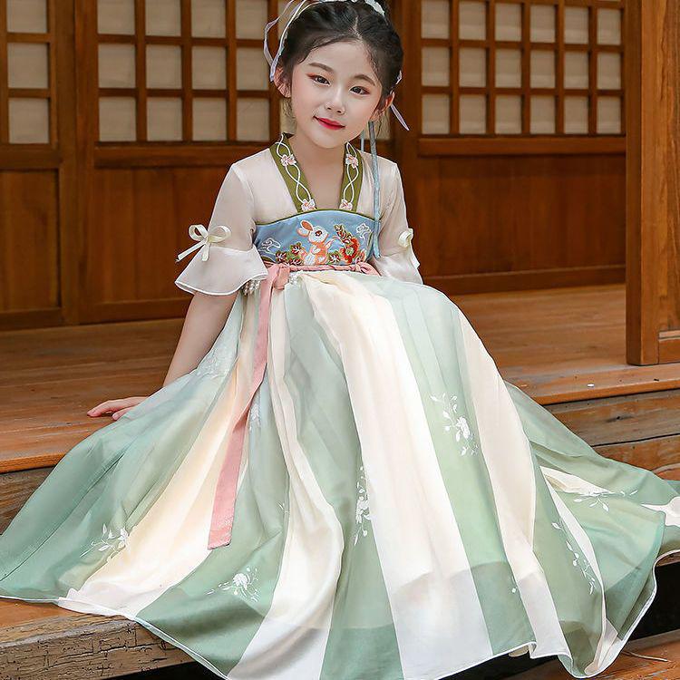 Girls  Chinese Hanfu Fairy Summer Dress 2026: New Ancient Style Skirt for Children 110