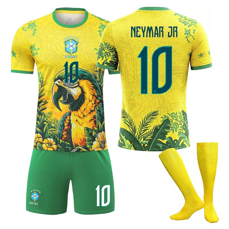 2026 FIFA World Cup Brazil Parrots #10 #7 Sports Training Jersey Set with Socks Youth Kids Adult Football Kit 16