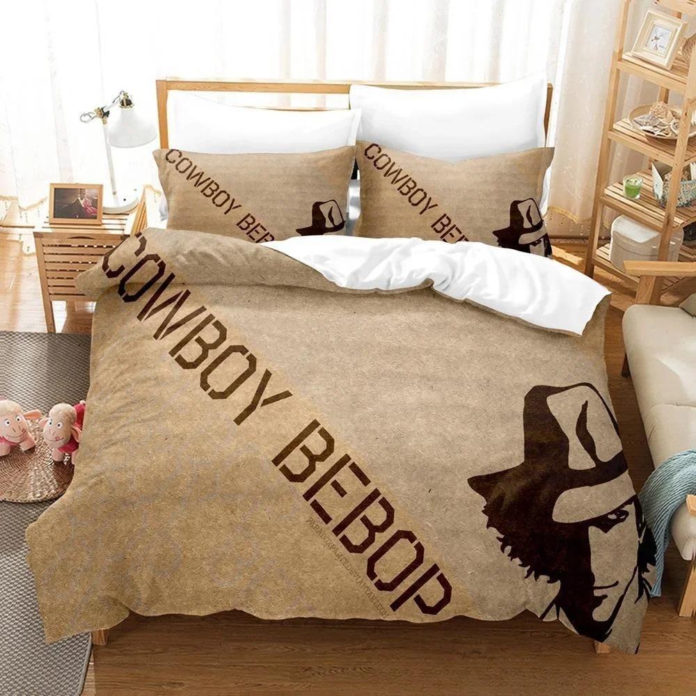 Mode 3D-gedrucktes Spiel Cowboy Bebop Bettwäsche-Set Cartoon Anime dreiteiliges Set Erwachsene Kind Schlafzimmer Bettbezug-Sets Heimtextilien