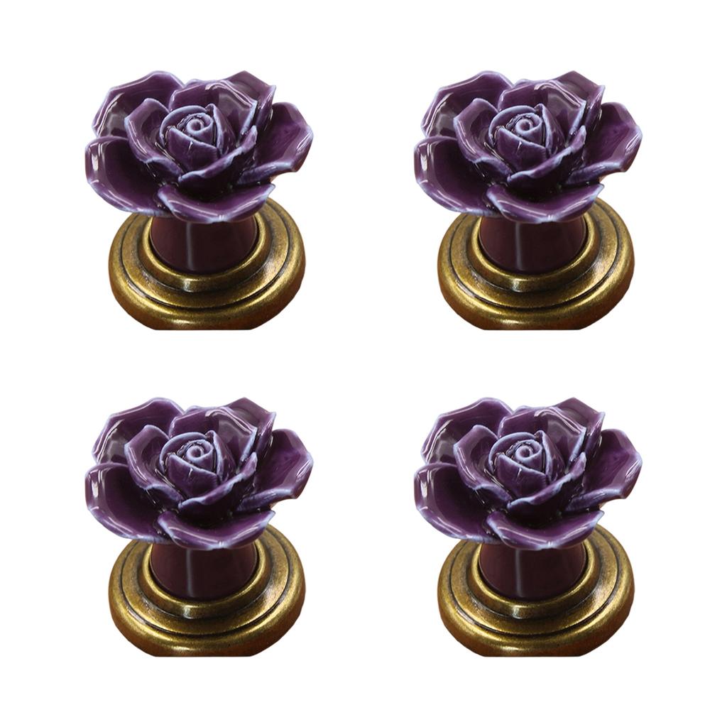 4 Stück Elegante Florale Keramik Schrankknöpfe mit Zinklegierungsschrauben für Möbel Kleiderschrank Kommode Schubladengriffe Verwendung