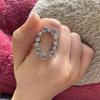 Anello da donna ovale in argento 925 con incastonatura di diamanti scintillanti tendenza anelli irregolari traforati per donne gioielli da sposa esagerati regalo