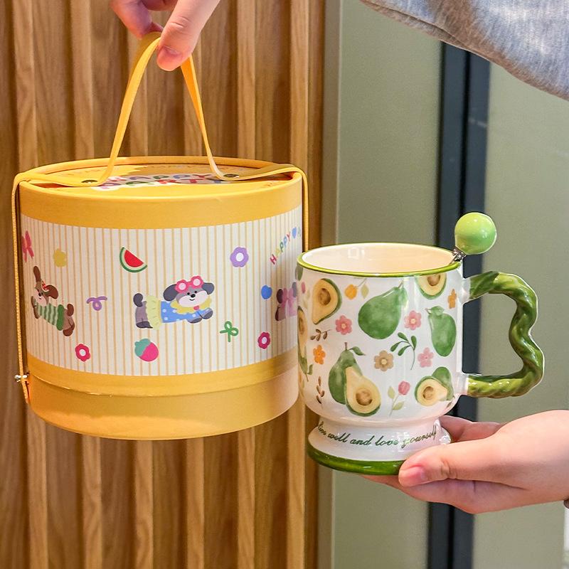 Cană ceramică drăguță pentru fructe cadou de ziua de naștere fată cană cafea lapte cadou suvenir prietenă cutie cadou