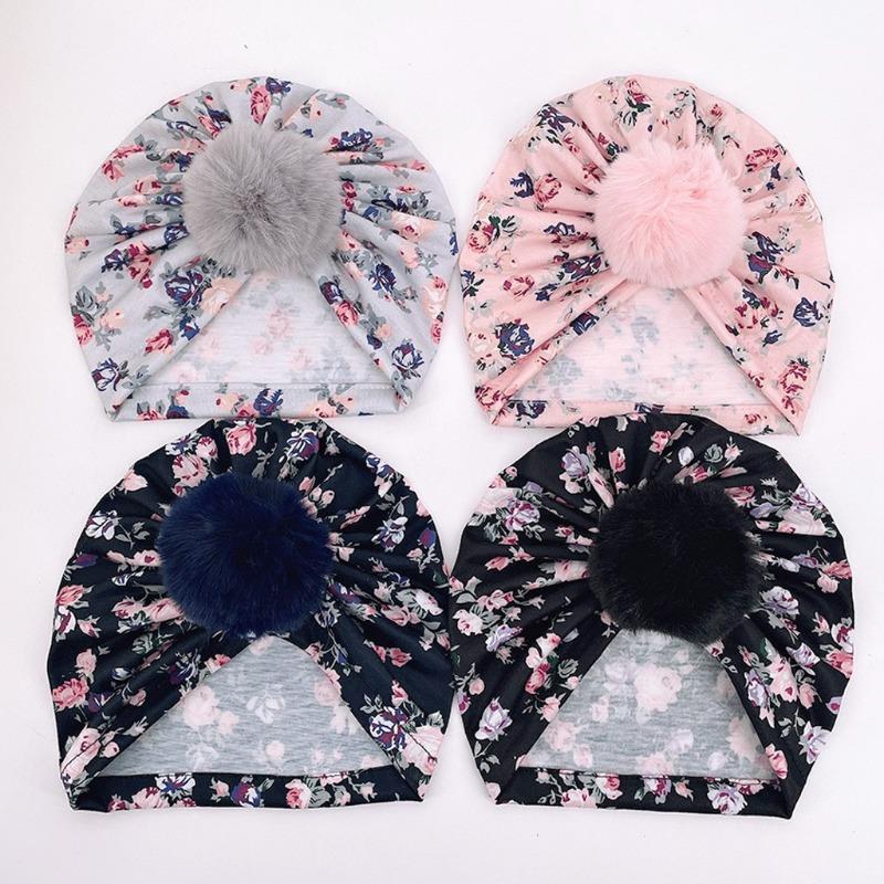 New children's printed hat, baby warm and breathable headscarf hat, thin baby fetal hat