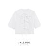 Jnleaog Autumn New Women's Clothing Fashion Style Stylish Fashion Bowknot Small Round Lapel Poplin Shirt