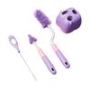 Ikutano Baby Bottle Brush Set for Cleaning and Drying and Mugs 4-Piece Bottles, Nipples, Pacifiers, (Purple)
