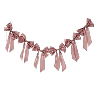 Large Bowknot Hanging Garland Home Ornaments Satin Shiny Christmas Tree Decoration Background Decor Bowknot Banner Pendant