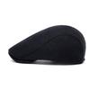 Autumn Winter Solid Color Woolen Cap for Men Women Forward Cap Warm Beret British Newsboy Cap