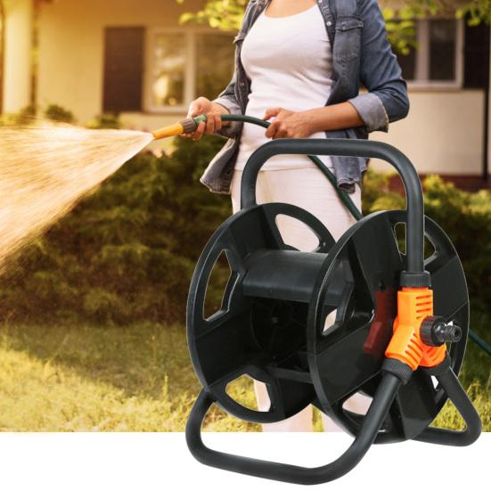 Hose Reel Heavy Duty No Tangling Smooth Operation Non-slip Handle Shatterproof Storage Plastic Space Saving Cord Storage Reel for Backyard
