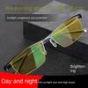 TR90 Color Changing Night Vision Glasses Men Business Half-frame Stylish Photochromic Eyeglasses UV-blocking Driving Sunglasses