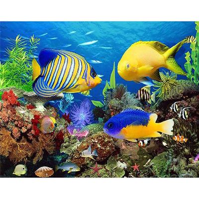 Full 5D Diy Diamond Painting Cartoon Undersea Fish Embroidery Cross Stitch Home Decor Handmade Gift