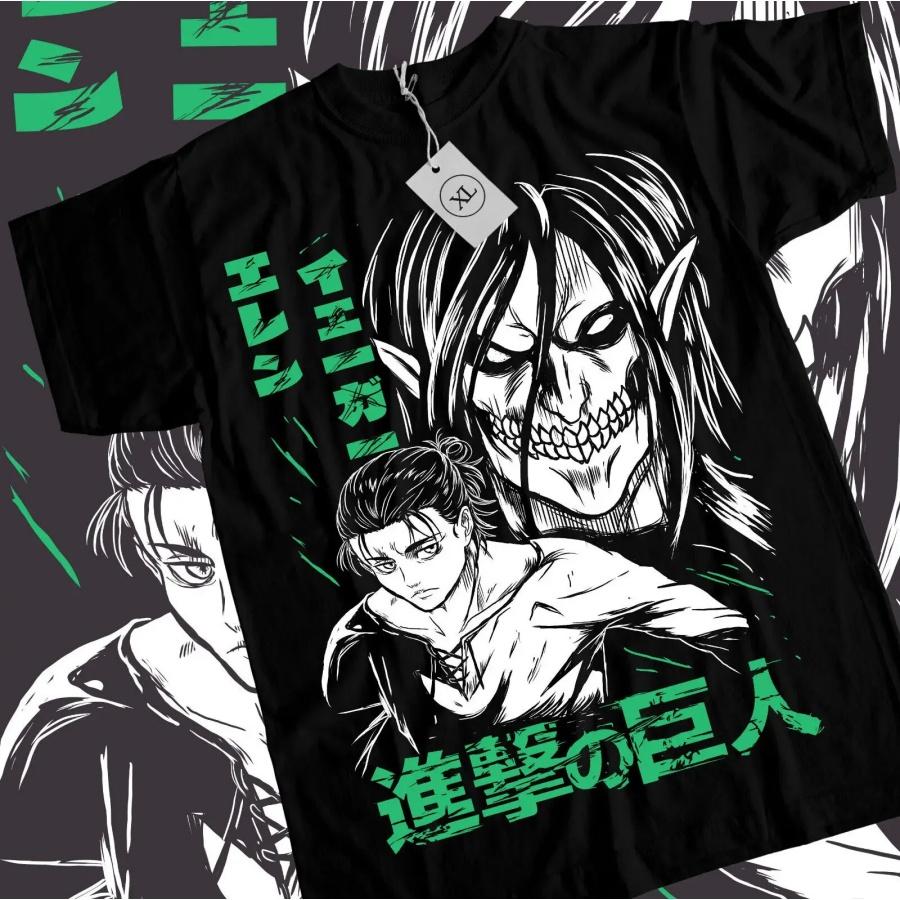 Eren Yeager T-shirt Sht-shirt Ki No Kyojin Attack on Titan Black Shirt T-shirt Women Clothing Graphic T Shirts Vintage Fashion