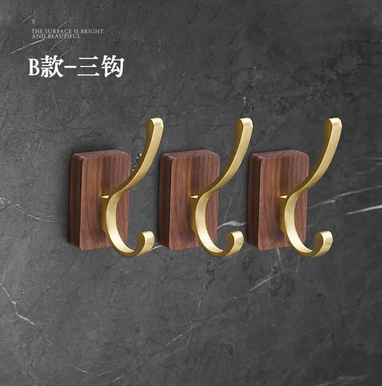 Black Walmut Single Robe Hook Wall Mounted Towel Hook Brushed Gold Painted Clothes Hook Bathroom Hardware