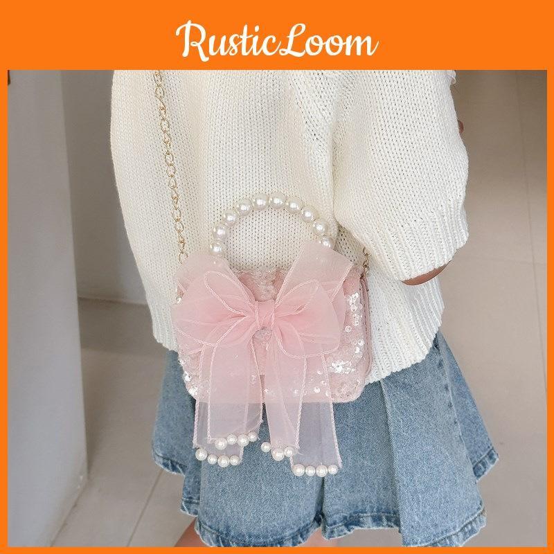 Cartoon Bow Flower Girl Decoration Children Shoulder Bag With Lace Design