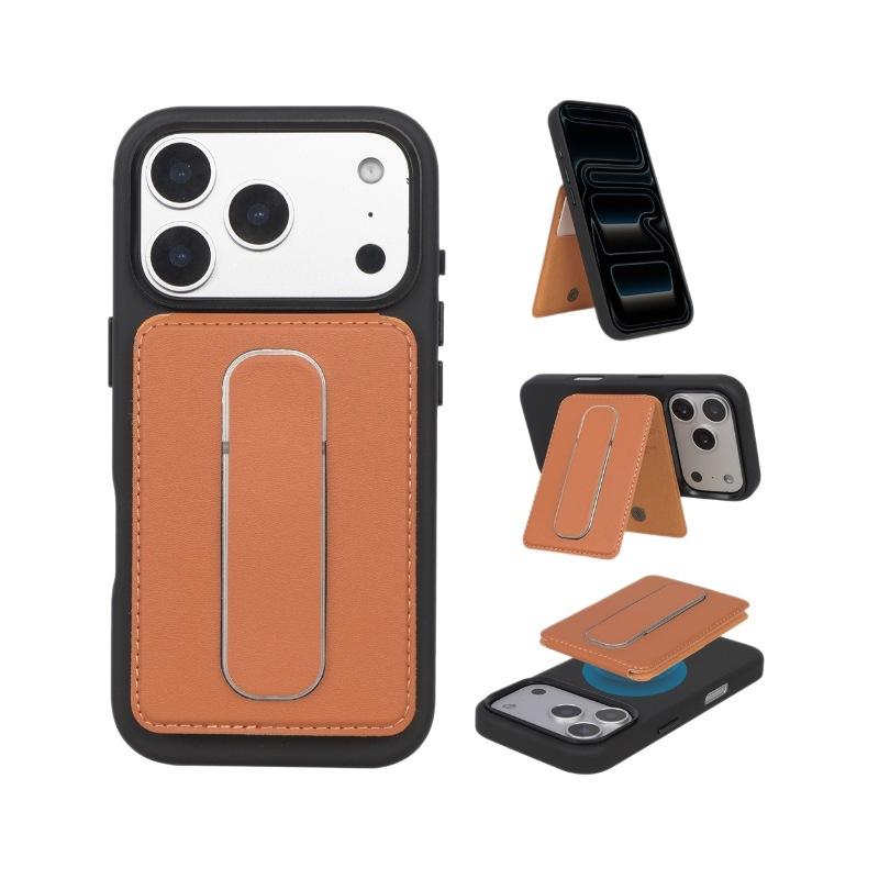 Creative Magsafe Magnetic Card Bag Bracket Is Suitable for Apple 11 Ring Card Sleeve PU Leather Case Card Clip.