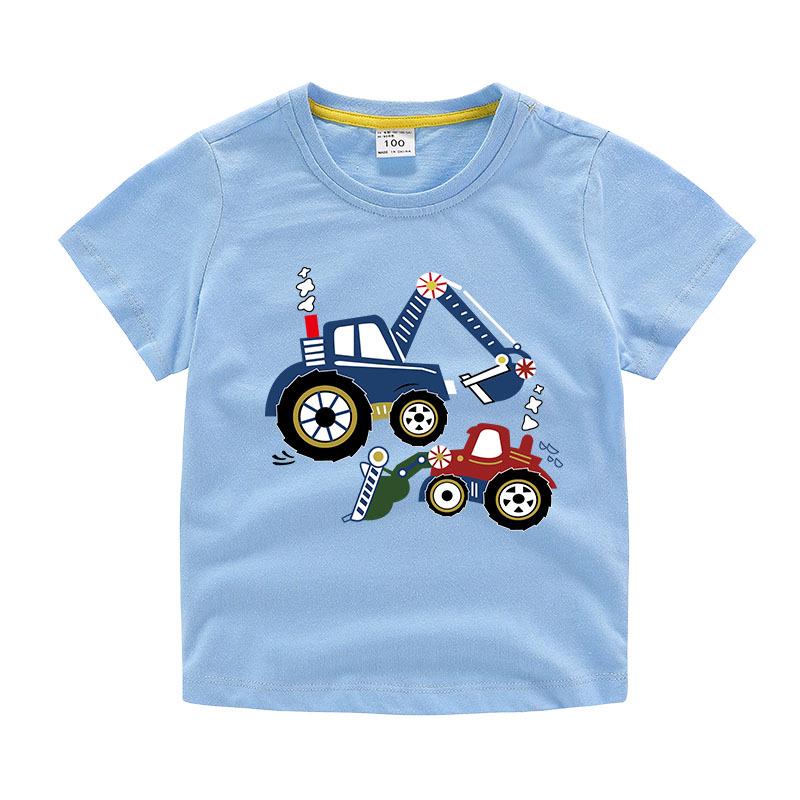 New Boys' Pure Cotton Short-Sleeve Printed T-Shirt - Round Neck Summer Top