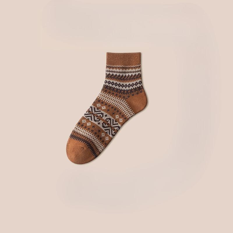 Retro Ethnic Style Women's Mid-calf Odor-resistant and Sweat-absorbent Fall Double-needle Trendy Socks, Spring-autumn Long Women's Socks