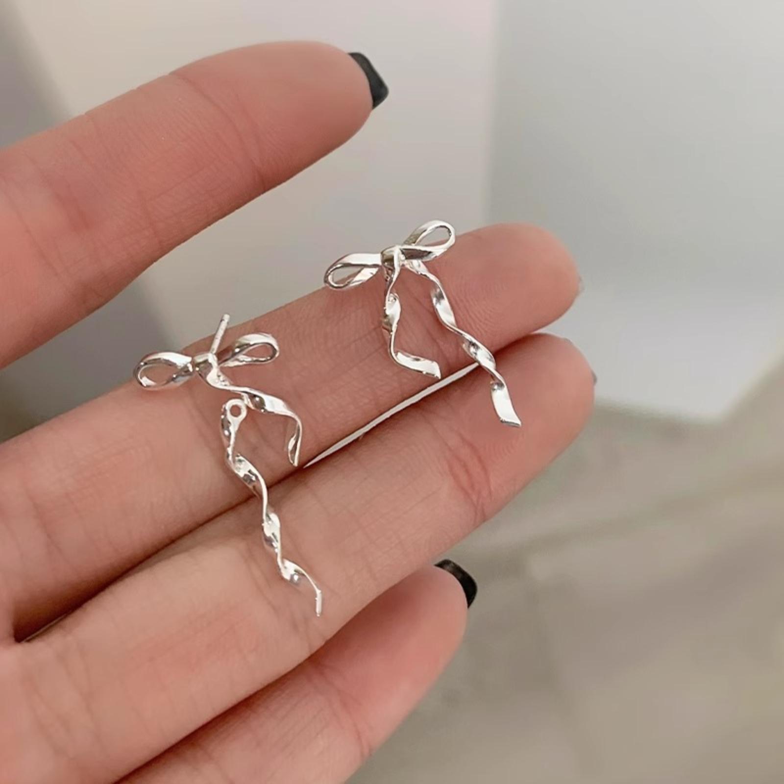 Серьги-бантики из ленты Повседневные серьги One Size