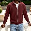 Men's Suede Bomber Jacket Waffle Knit Zip Up Jacket, Long Sleeve Laydown Collar Breathable Spandex Blend Blazer Casual Cardigan Sweatshirt,