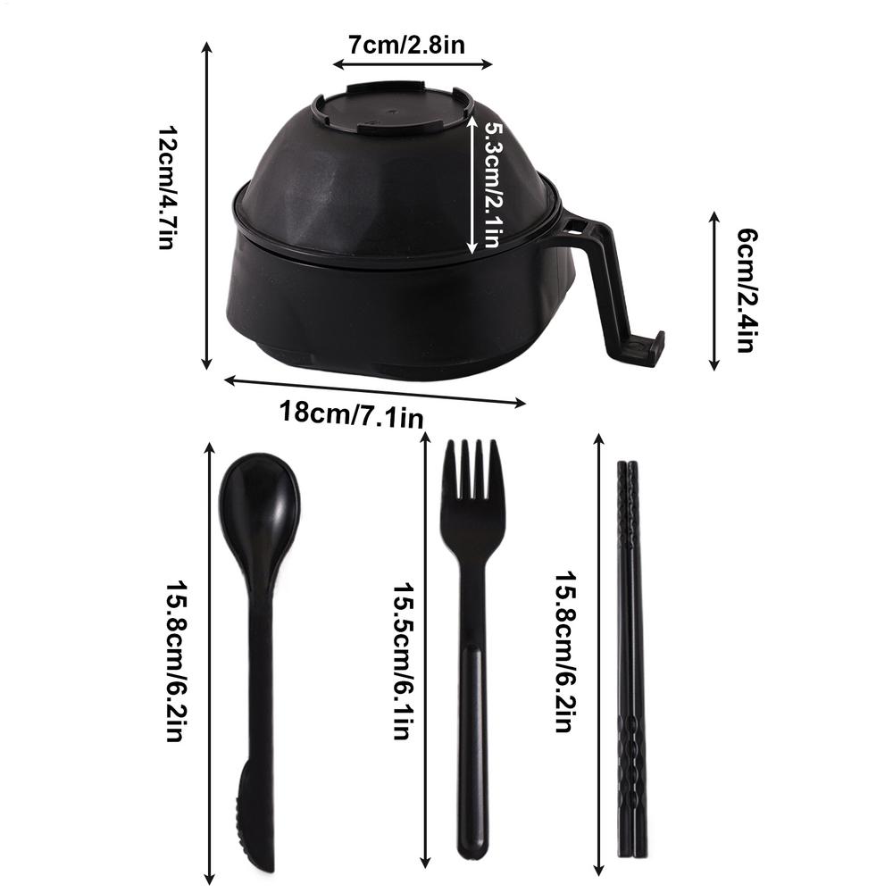 Ramen Cooker Bowl Set Large Capacity Instant Noodles Bowl 6X Rapid Ramen Noodle Bowl PP With Lid Chopsticks Spoons Fork For Soup