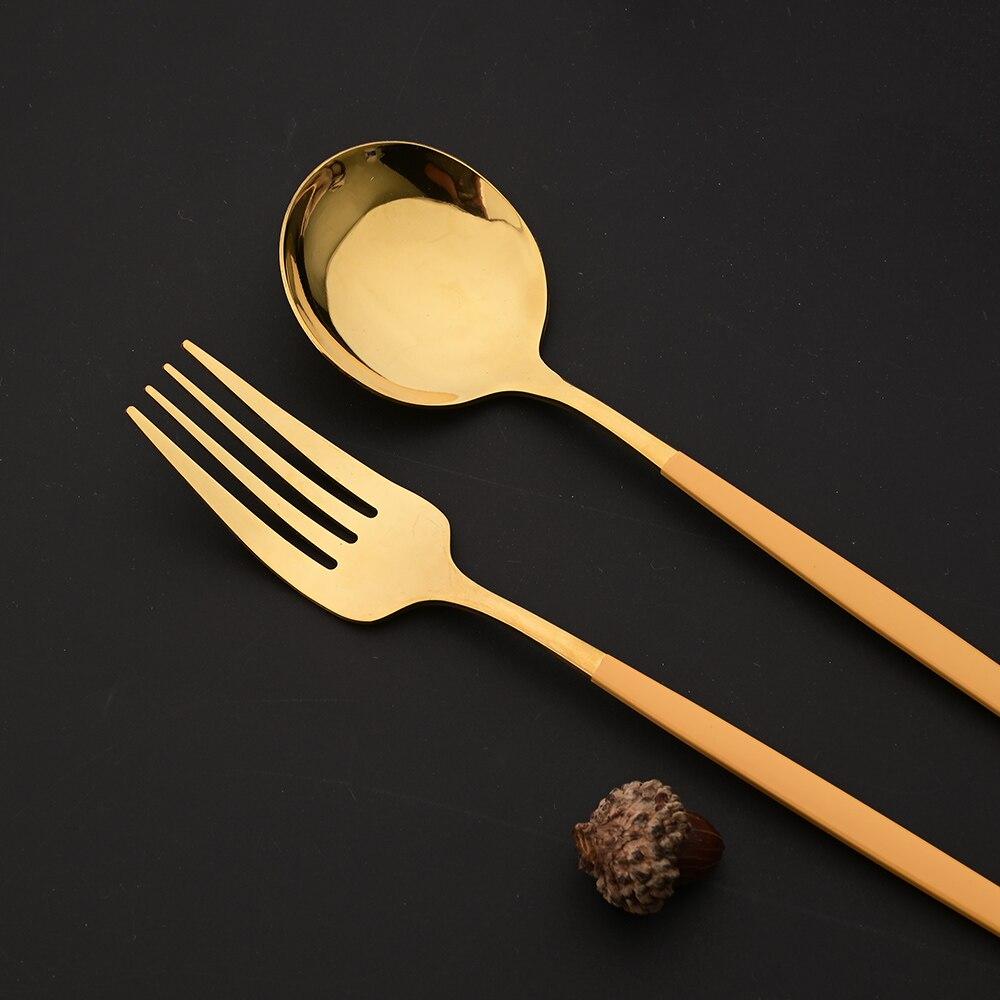 Neue 24 Teile/satz Besteck Set Edelstahl Geschirr Lila Gold Geschirr Messer Gabel Löffel Abendessen Besteck Küche Besteck