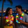 Carnival Christmas Party Decor Halloween LED Hawaii Leis Flower Wreath Glow Necklace Glow in The Dark for Birthday Wedding
