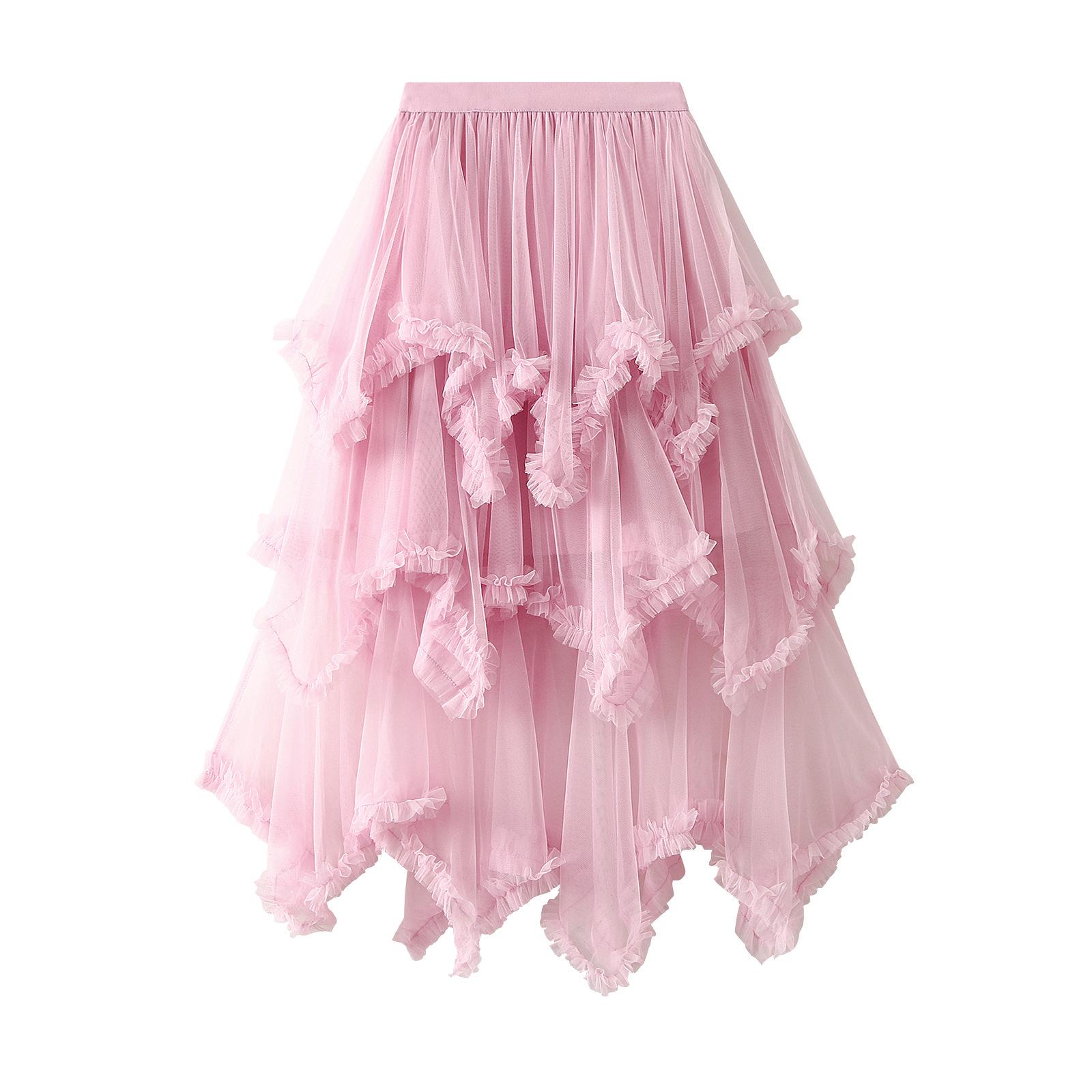 

Women s Maxi Tulle Skirts Flowy Ruffle High Waisted Tiered Layered Mesh Tutu Skirt for Women A Line Fairy Tiered Skirt Midi Elastic Waist Long Skirt One size рожевий
