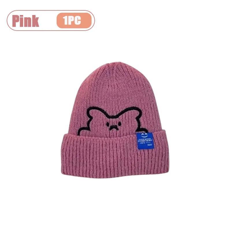 1PC Winter Bear Knit Hat for Women Plush Furry Beanie with Ear Protection Warm Knitted Cap Perfect Christmas Gift