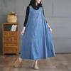 Plus Size Sleeveless Denim Vest Dress - Sweet, Casual, Blue Long Dress for Women