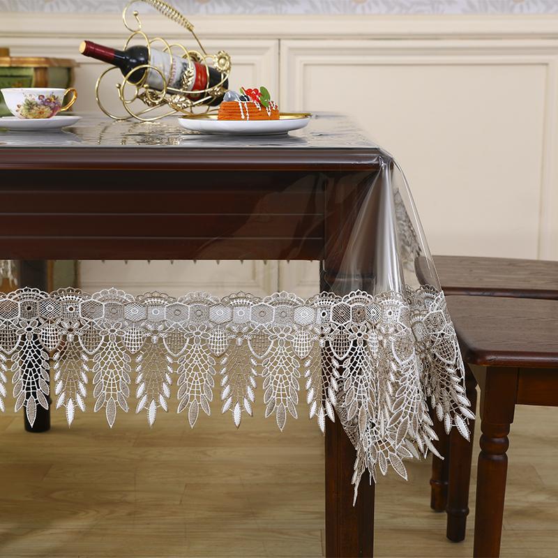 Transparante zachte glazen tafelkleed PVC materiaal doorhangende waterdichte tafelhoes Rechthoekige kantrand grote stofwerende bureauonderlegger 110x110cm
