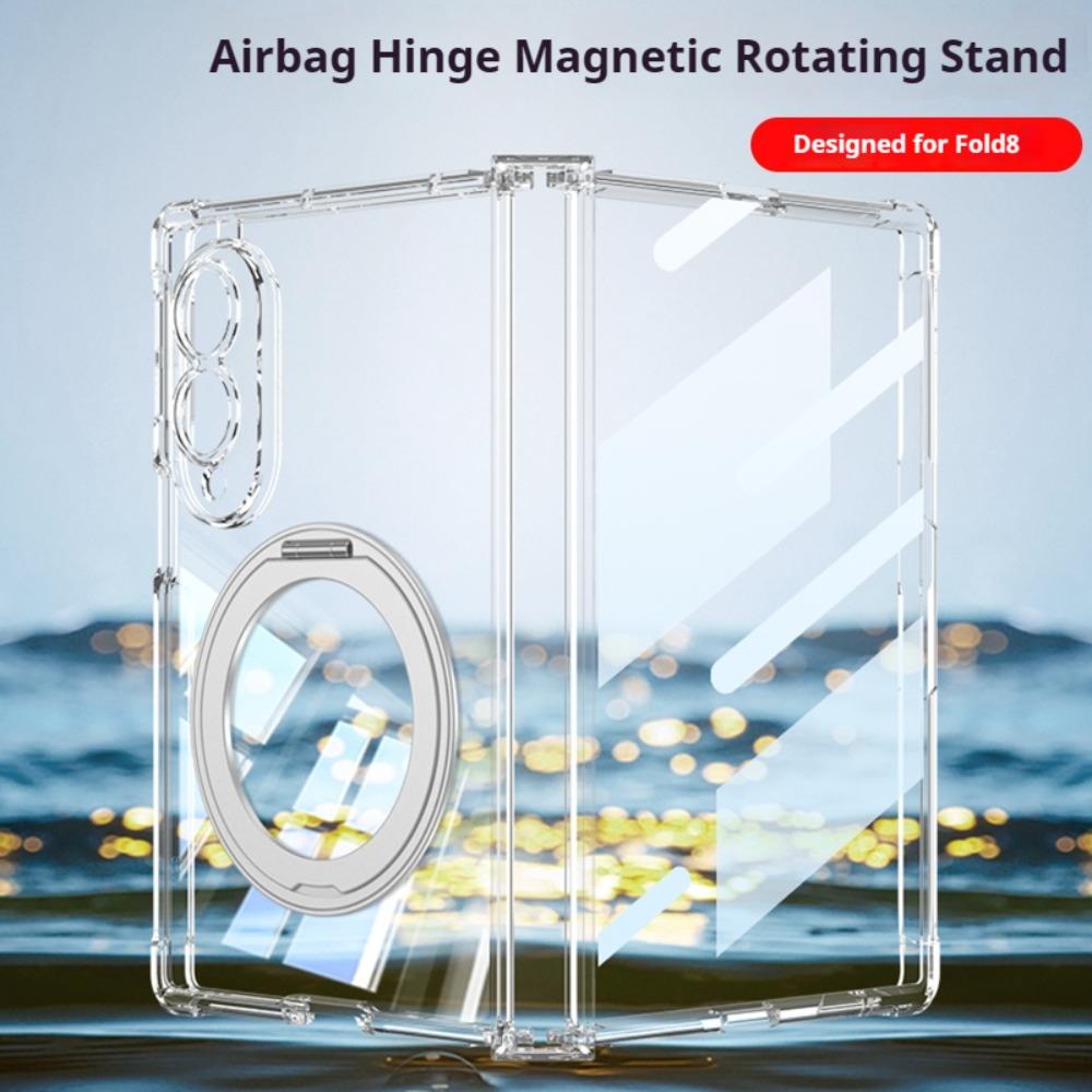 Luxury Rotatable Bracket for Magsafe Case for Samsung Galaxy Z Fold 8 Fold8 Transparent Screen Flim Hinge Airbag Protector Cover